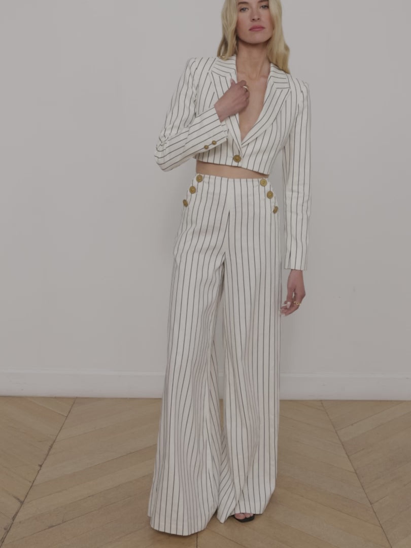 Izzie Striped Cropped Blazer - 10