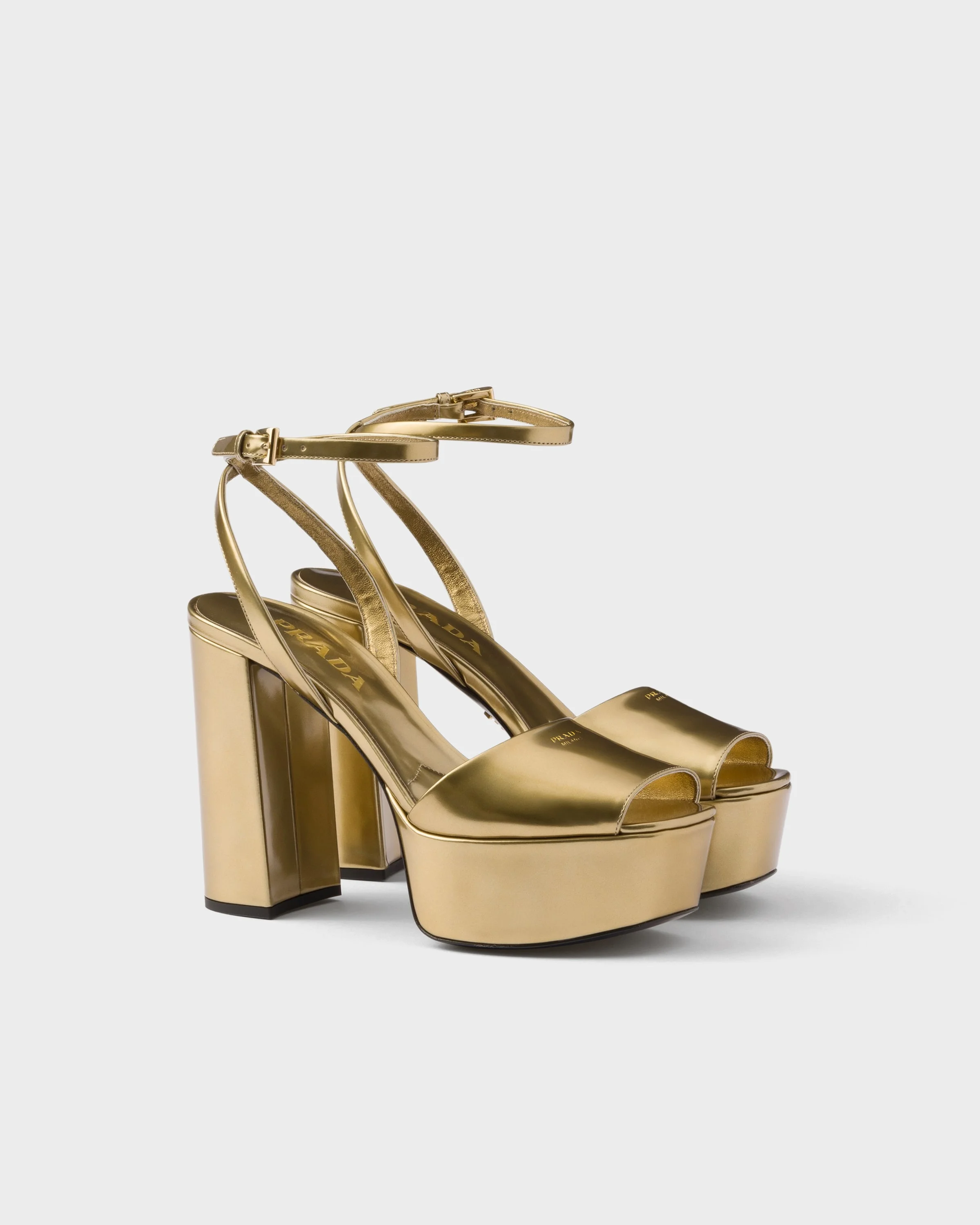Metallic leather platform sandals - 1