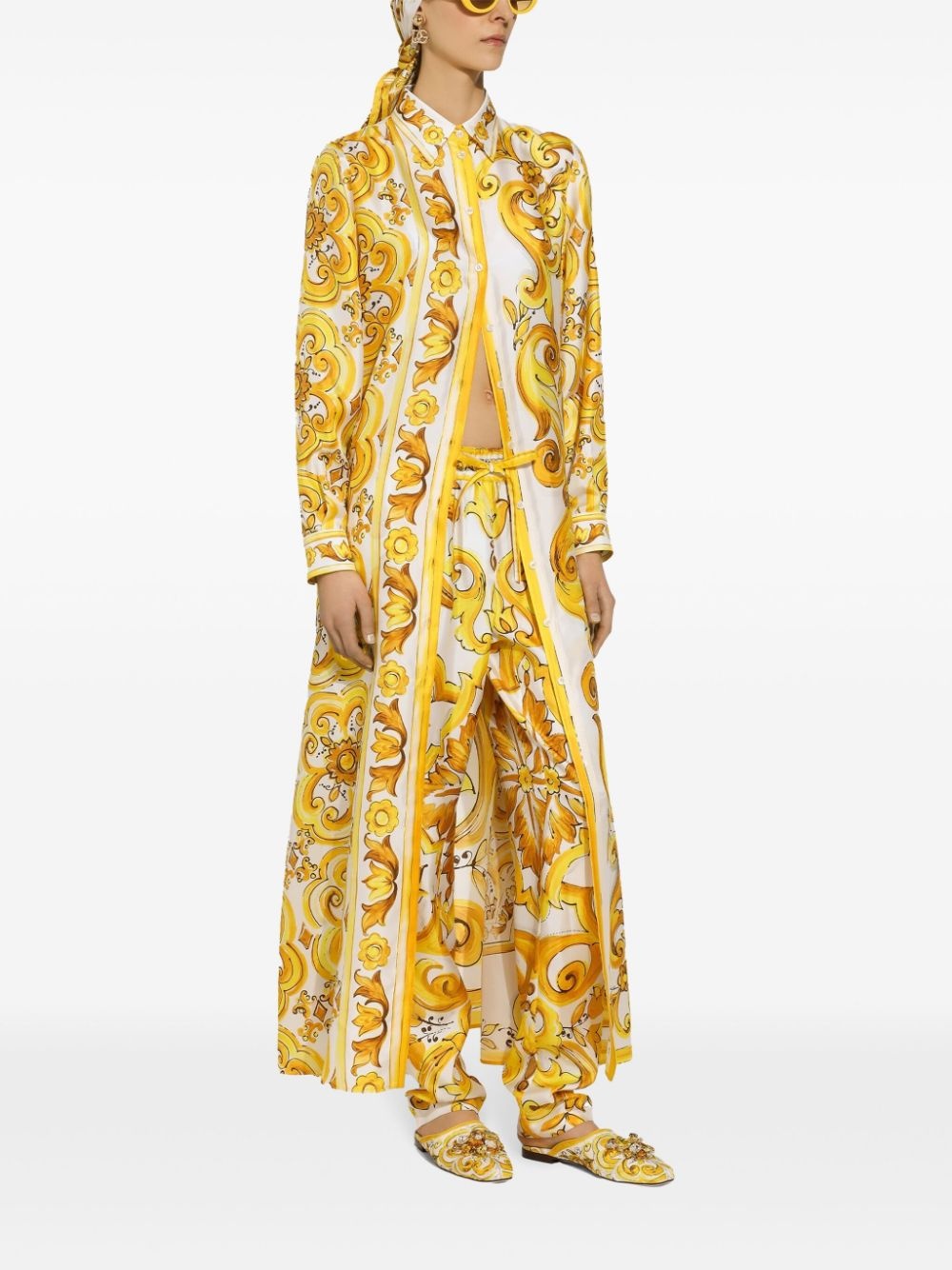 drawstring-waist silk track pants - 2
