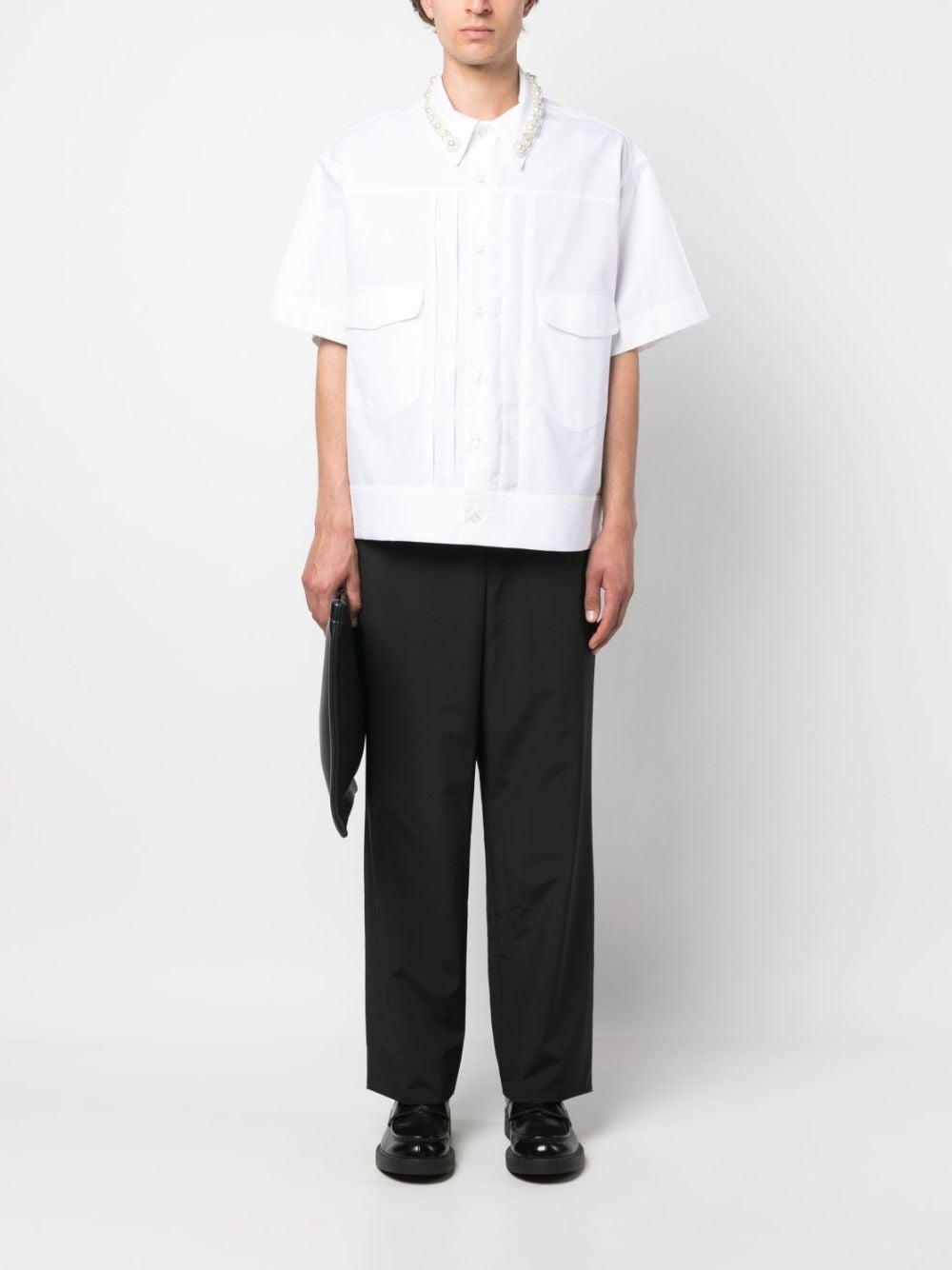 logo-patch wide-leg trousers - 2