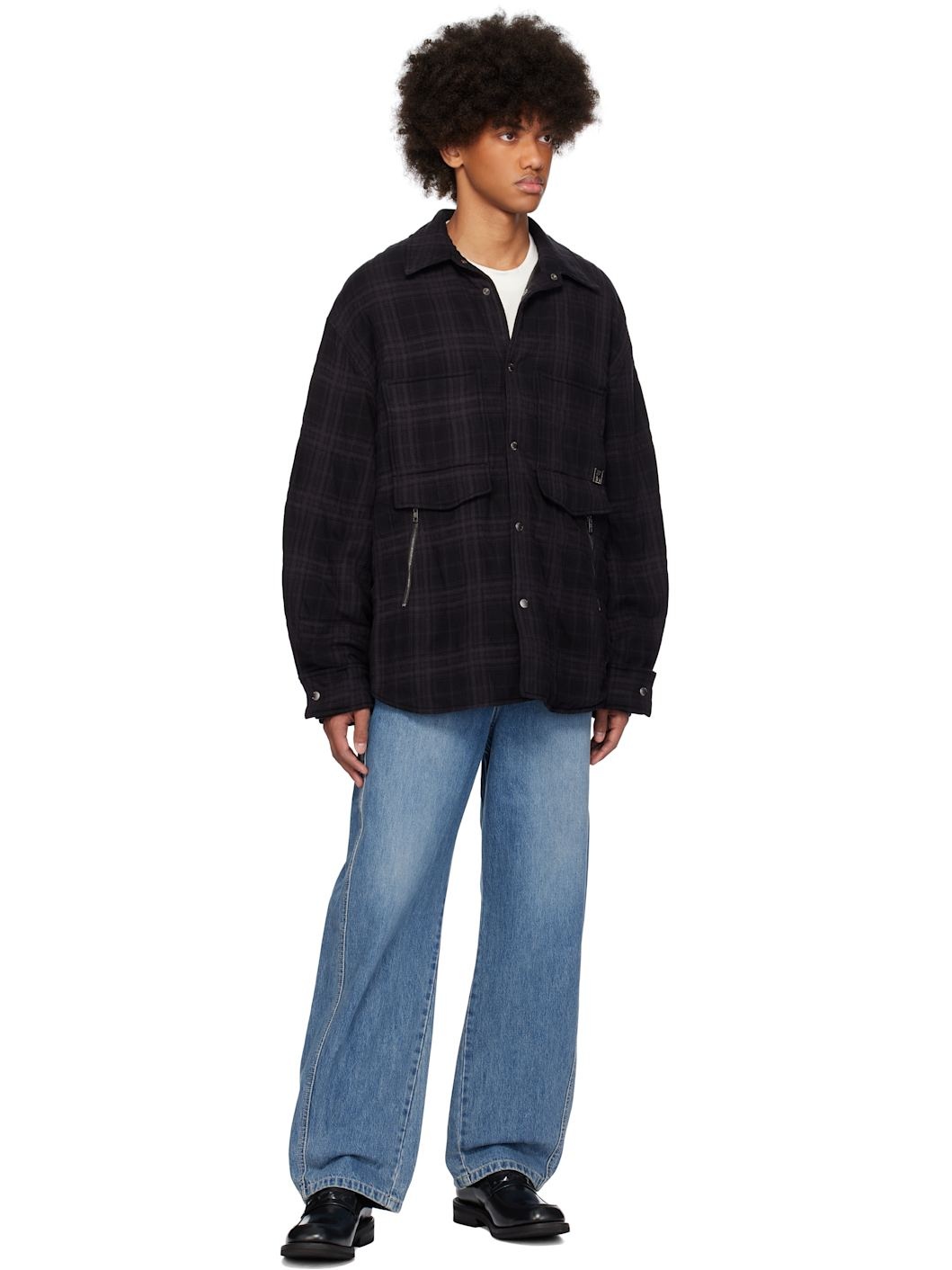 Black Padded Check Shirt - 4