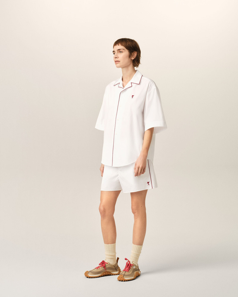 WHITE COTTON SHORT-SLEEVE SHIRT WITH AMI DE COEUR ARROW 6