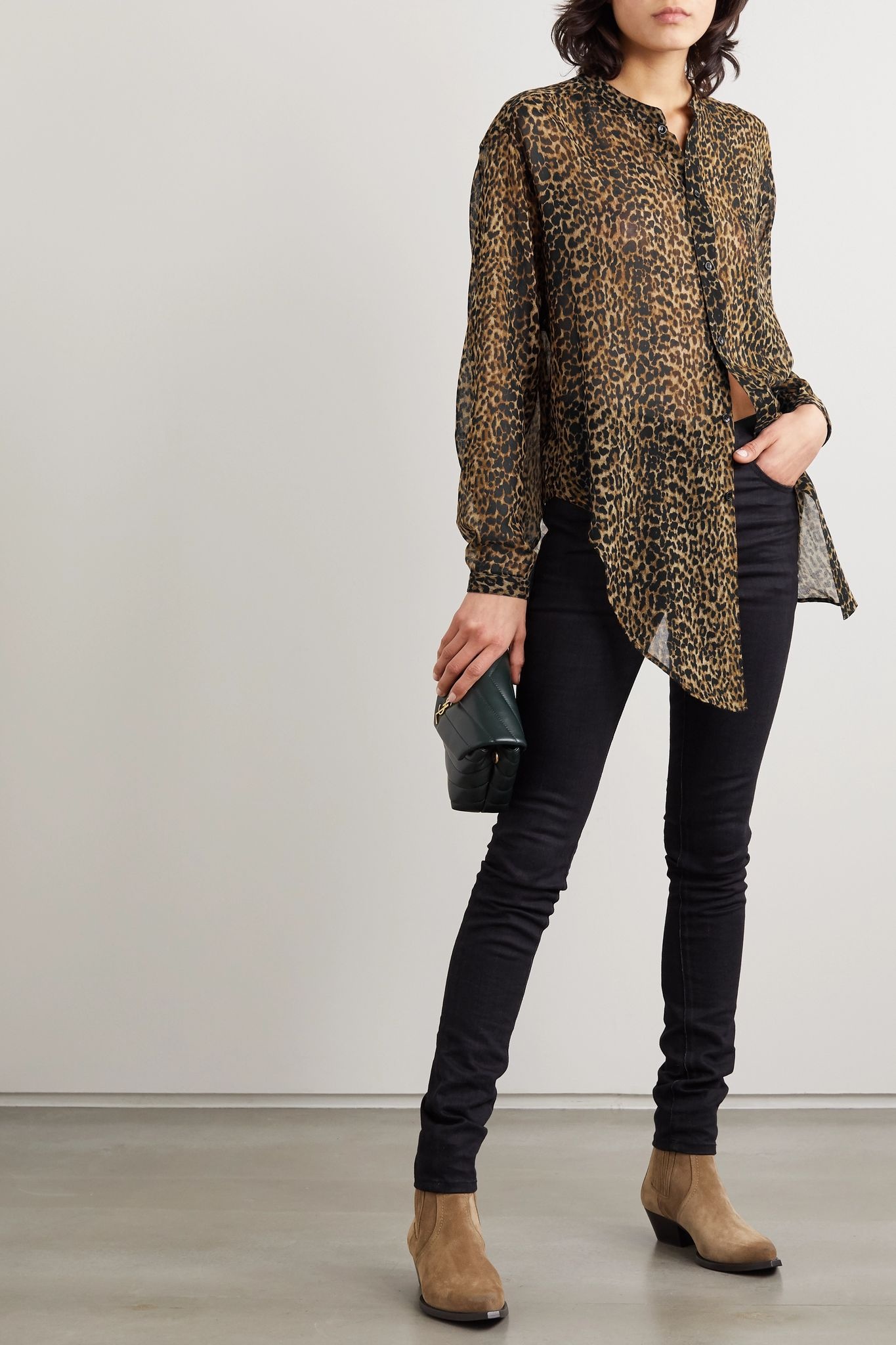 Leopard-print wool-gauze shirt - 4