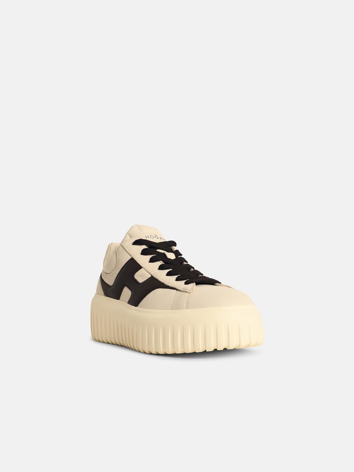 'H-STRIPES' IVORY LEATHER SNEAKERS - 2