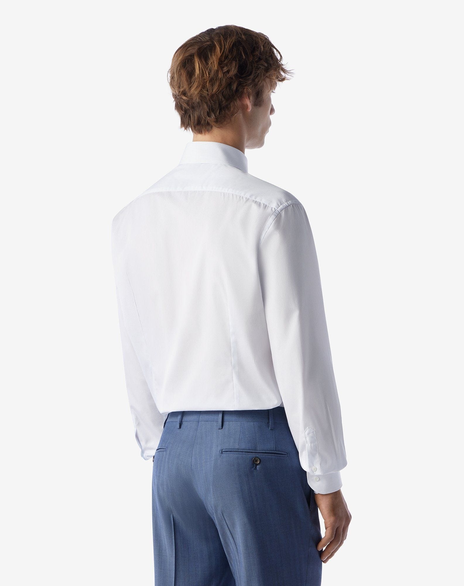 Cotton shirt with light blue and white stripes - 3