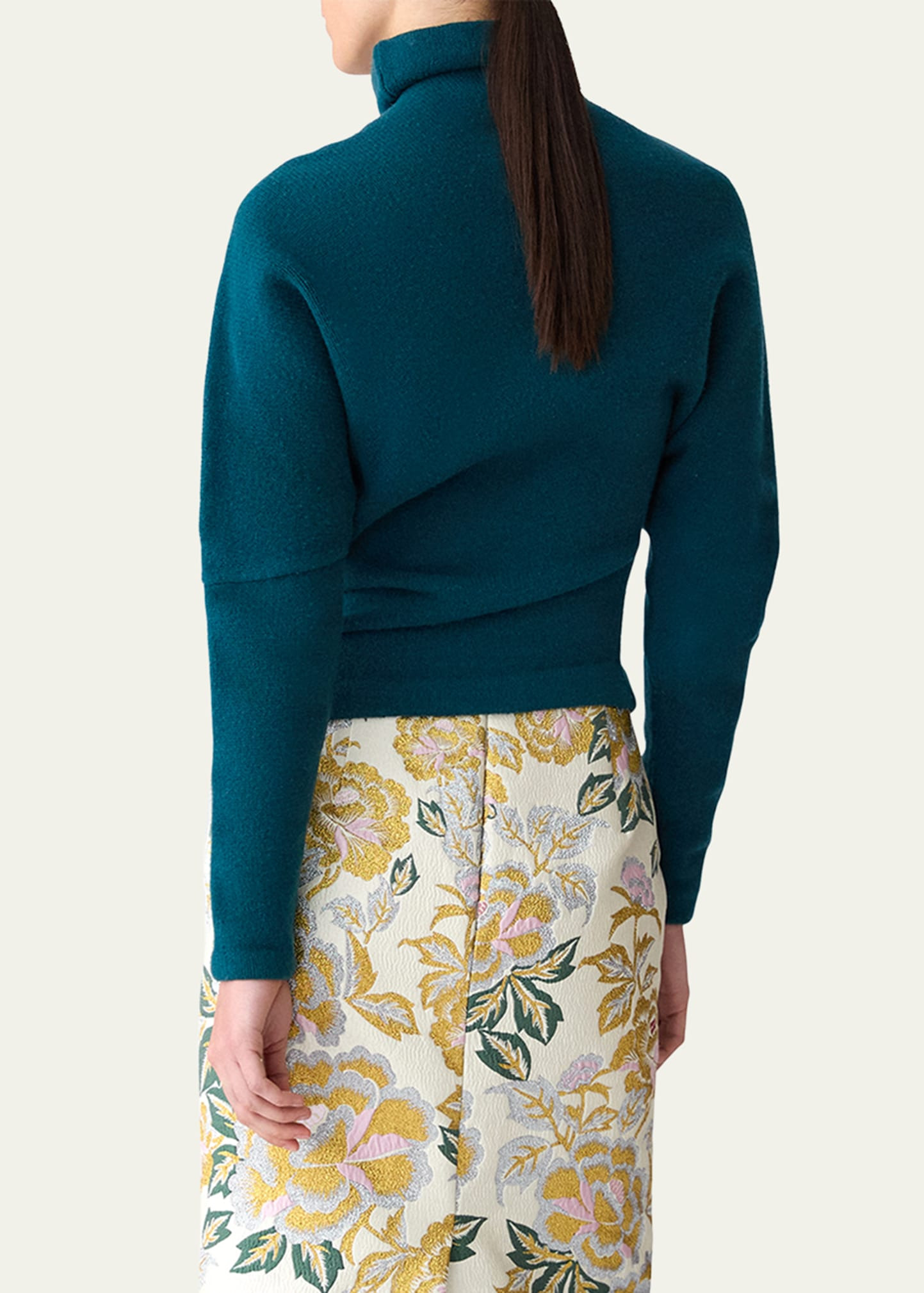 Asymmetric Turtleneck Wool-Cashmere Sweater - 3