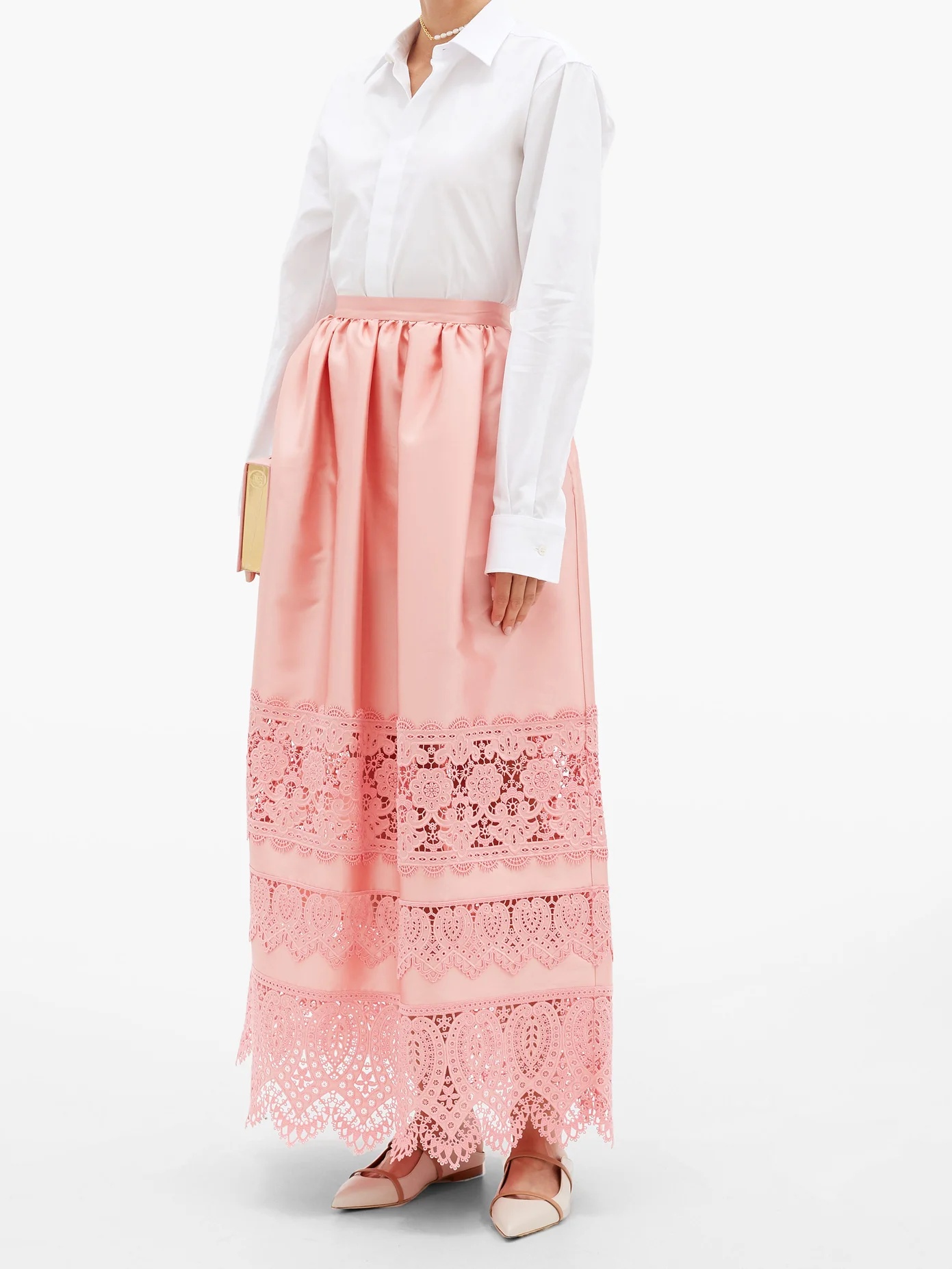 Jennifer guipure lace-trimmed midi skirt - 3