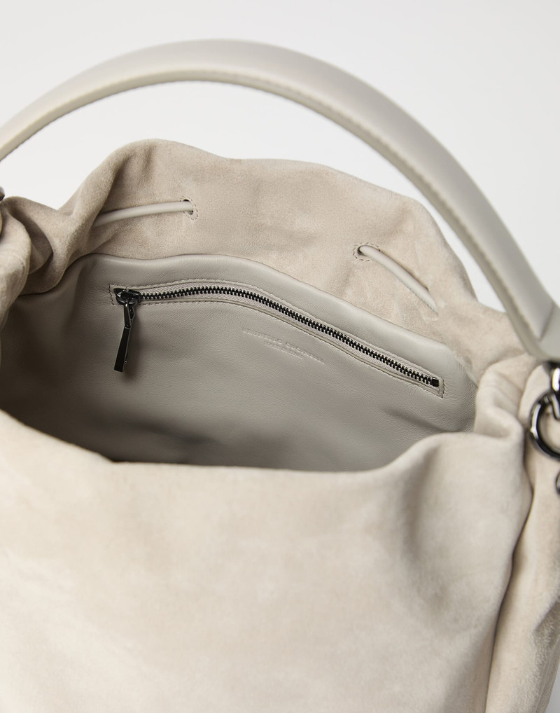 Sueded calfskin bucket bag with monili 5