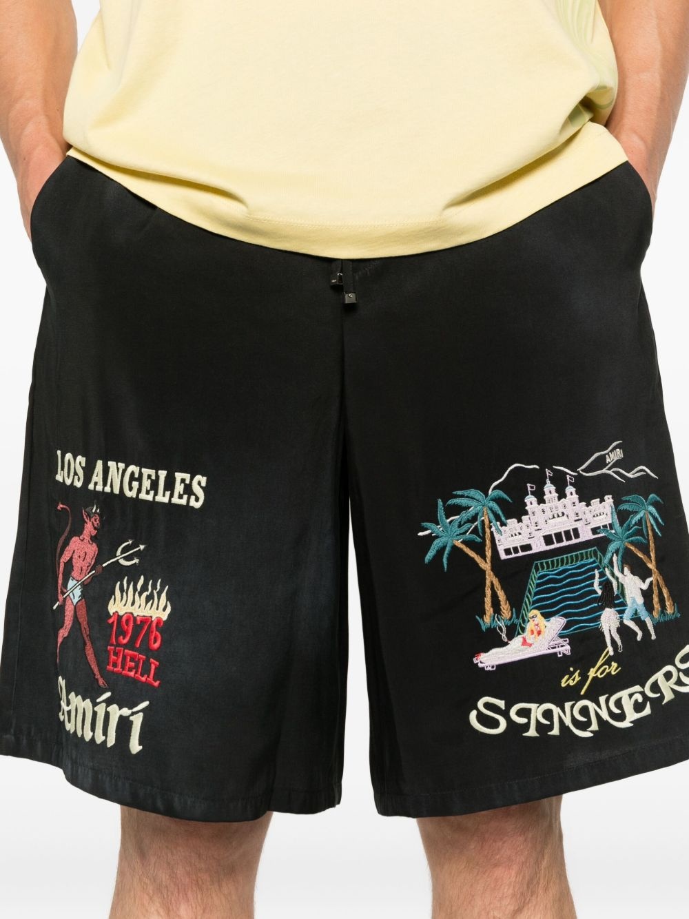 embroidered-design shorts - 5