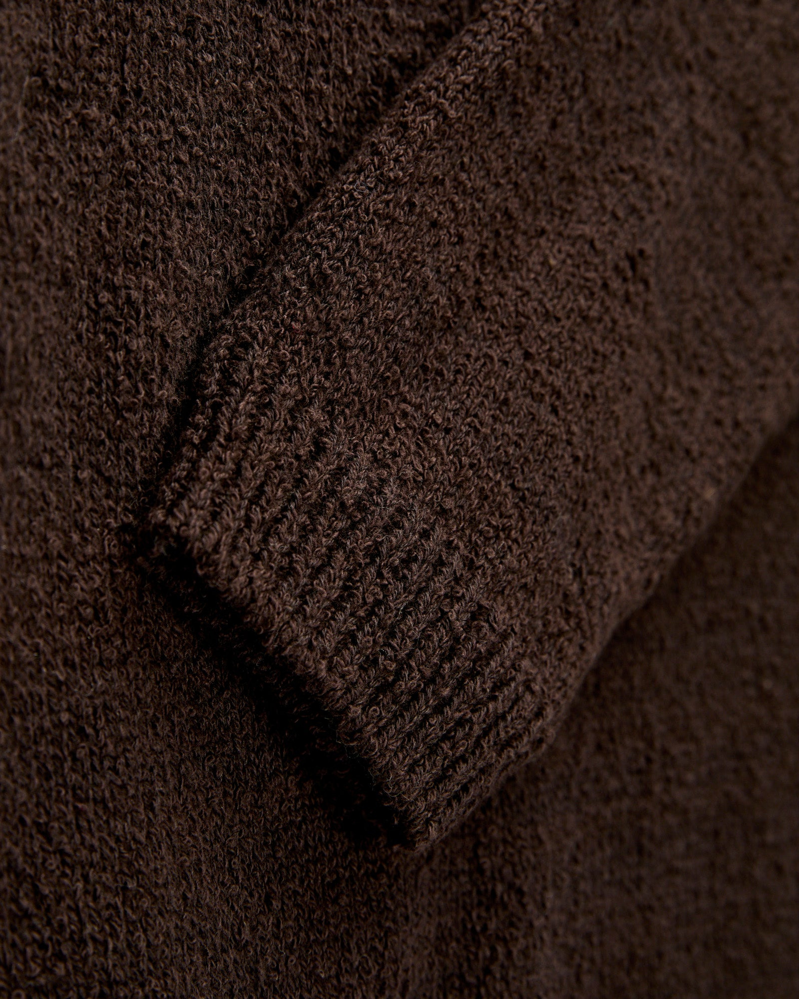 Long Sleeve Knit Polo is Bark Boucle - 5