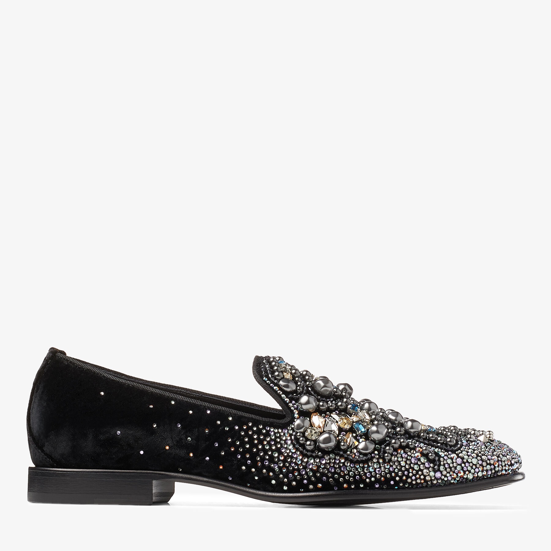 Thame
Black Velvet Slipper with Crystal Embellishment - 1