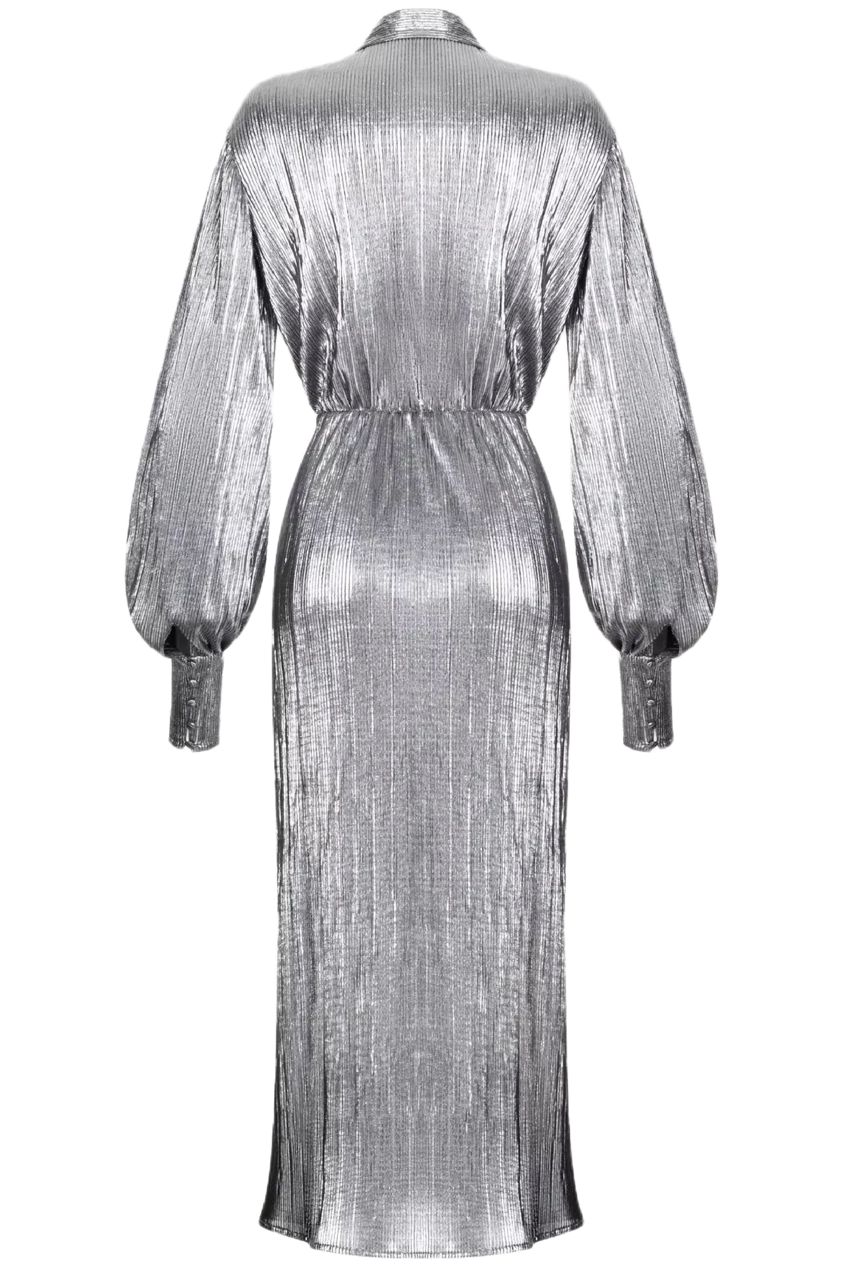WRAPPED & DRAPED PLEATED JERSEY MIDI DRESS - 3