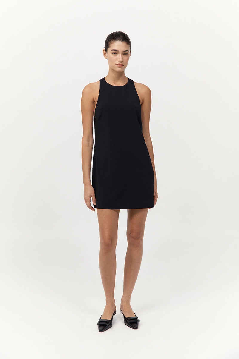 Cut Away Shift Dress - Black - 2