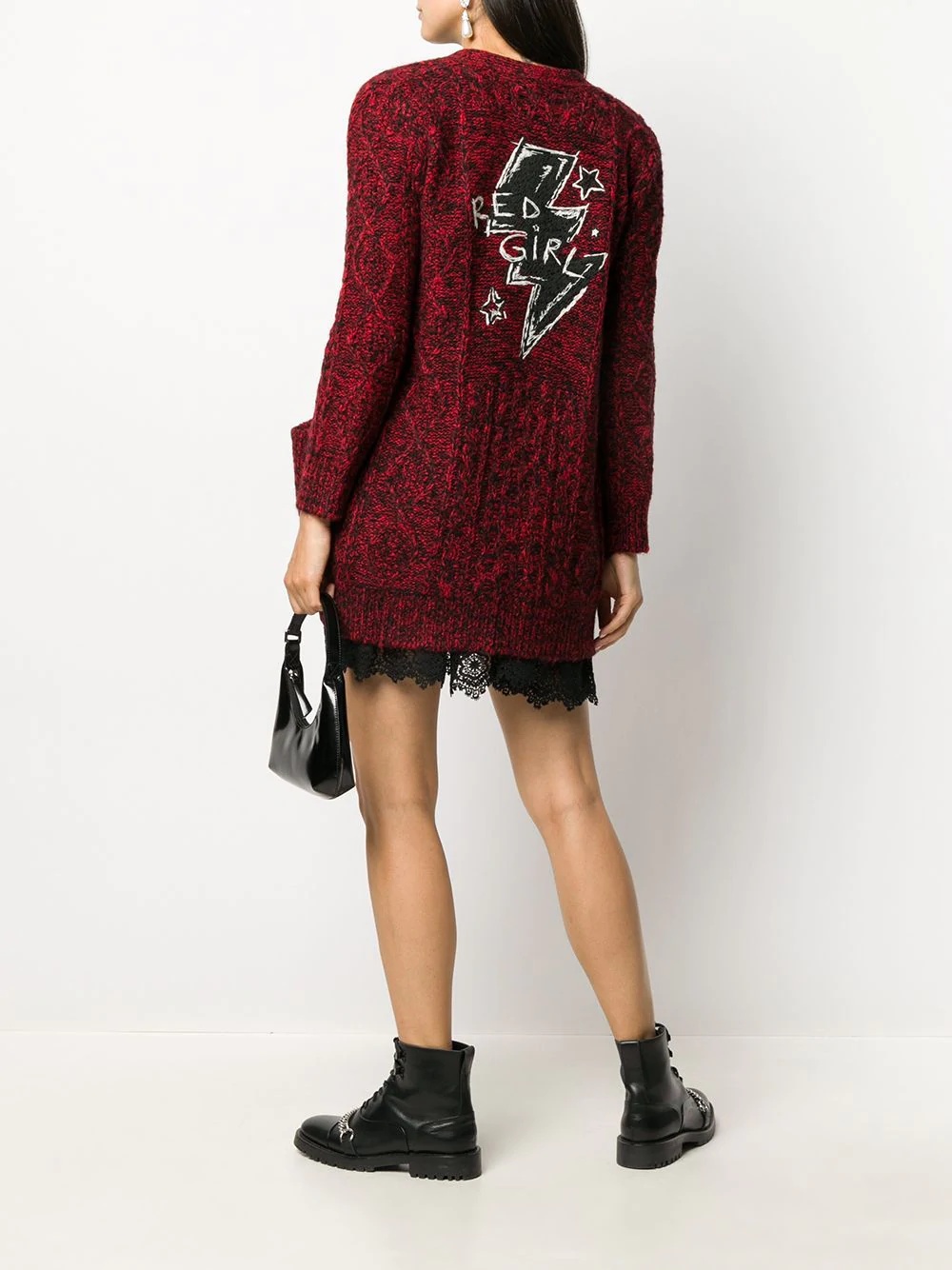 Red Girl embroidery cardigan - 2