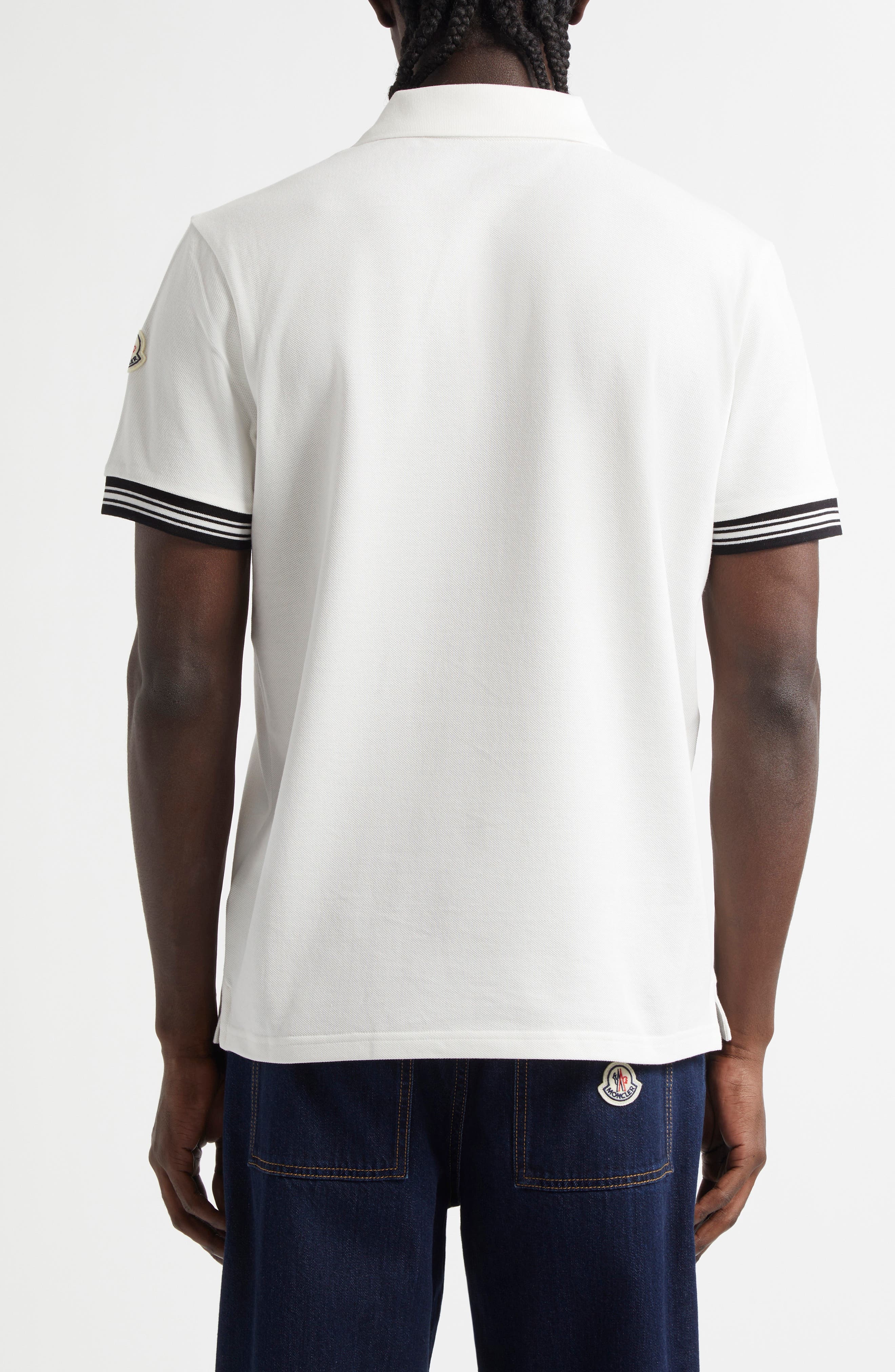Moncler Logo Embroidered Cotton Polo in Silk White at Nordstrom - 2