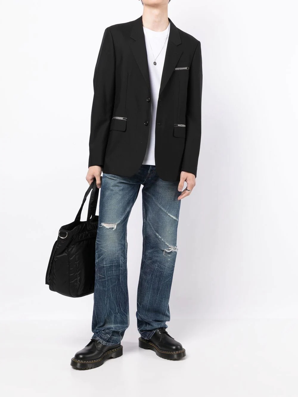 logo-patch single-breasted blazer - 2