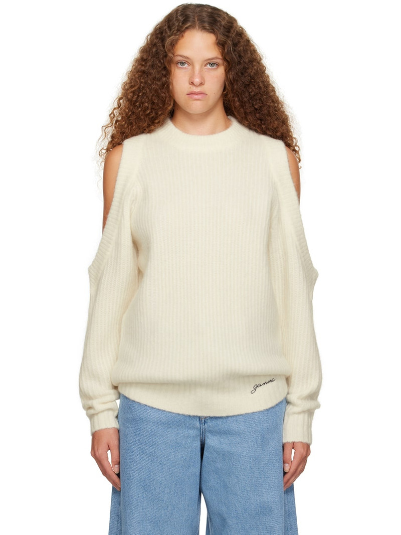White Cutout Sweater - 1
