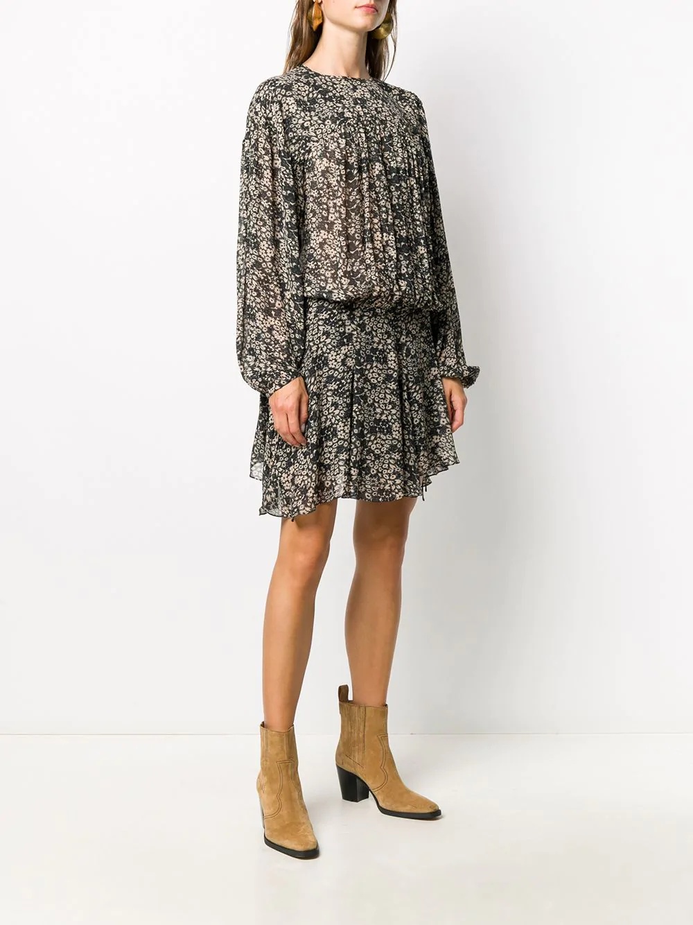 long-sleeved floral dress - 3