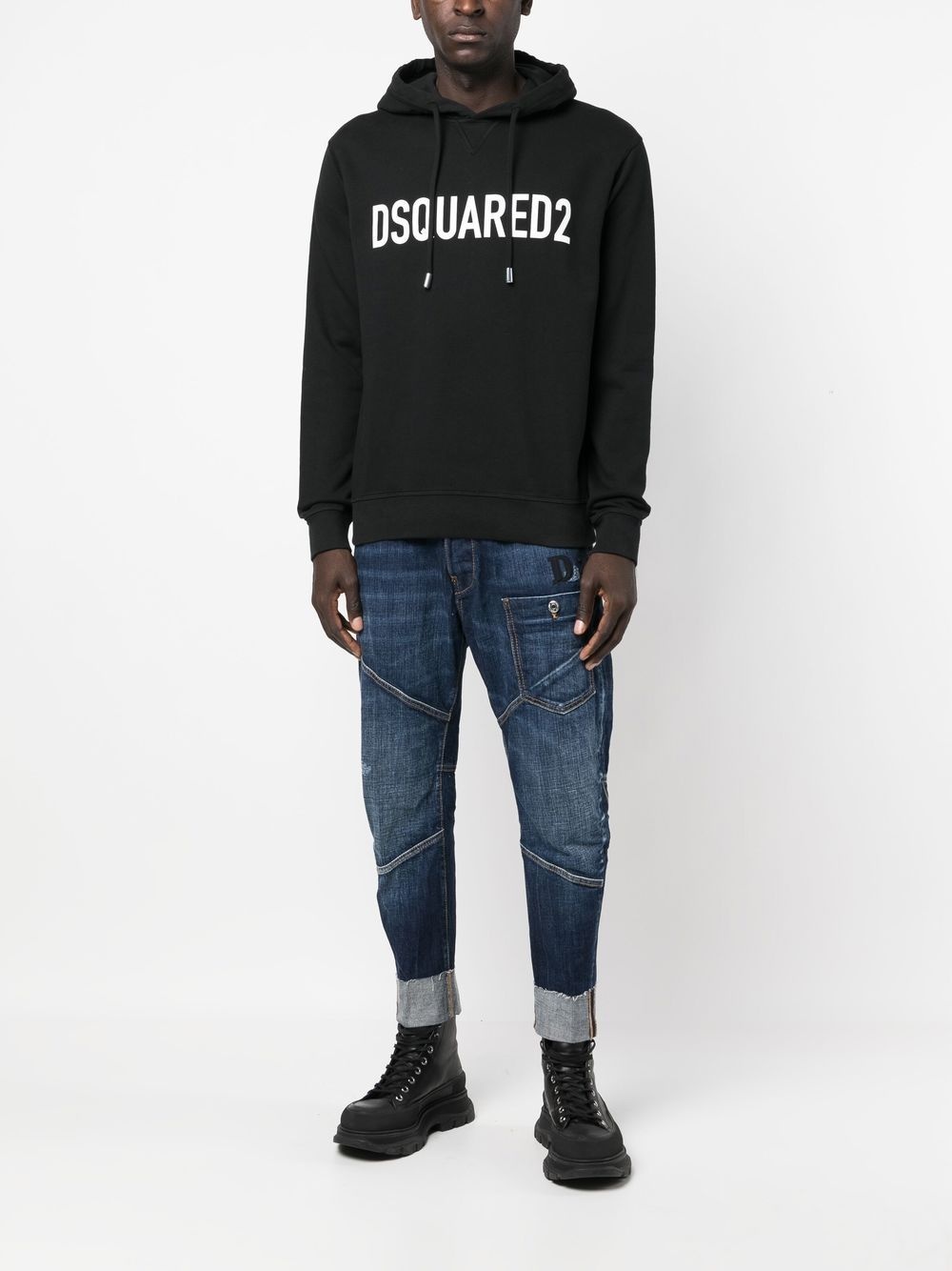 logo-print cotton hoodie - 2