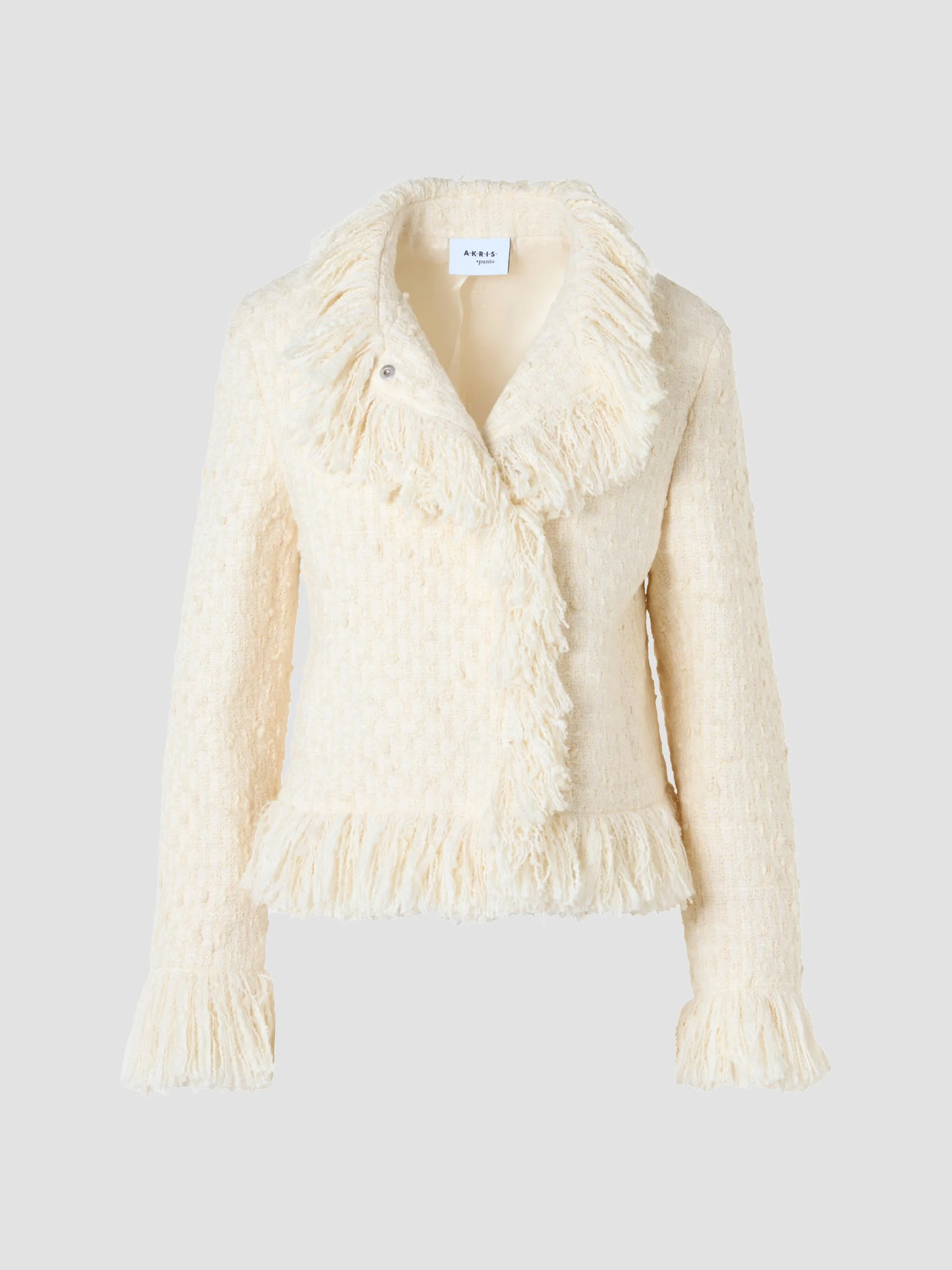Women's Bouclé Tweed Wool-Blend Jacket - Winter White - 1