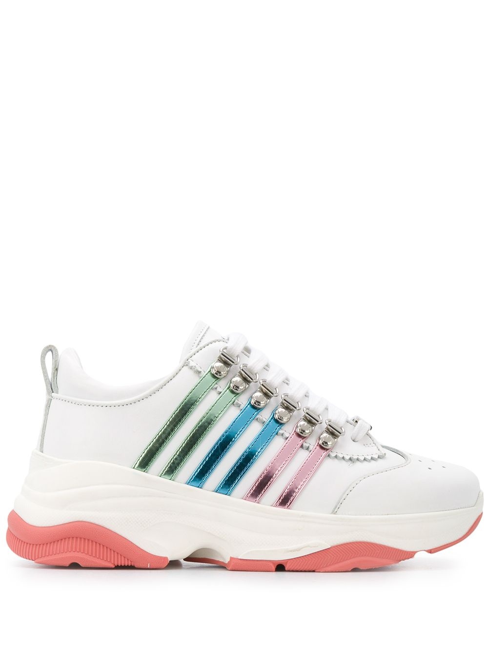 multi-striped low-top chunky trainers - 1