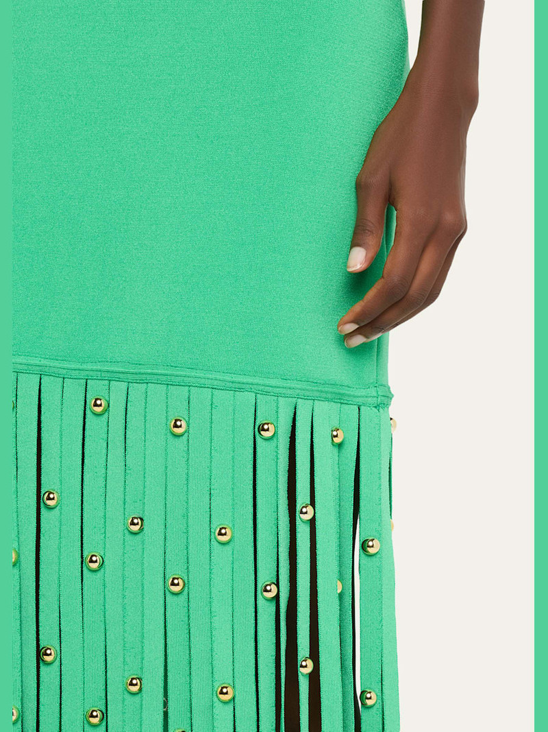 SIMKHAI Romelia Fringe Knit Midi Dress outlook