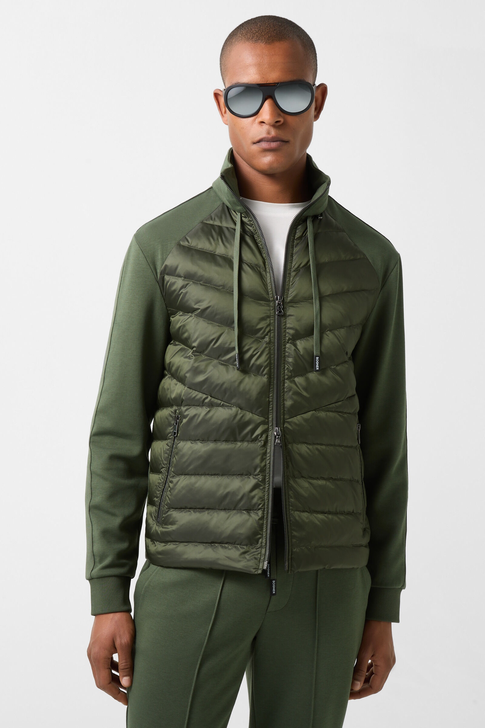 Baker Down sweatshirt jacket in Olive green - 2