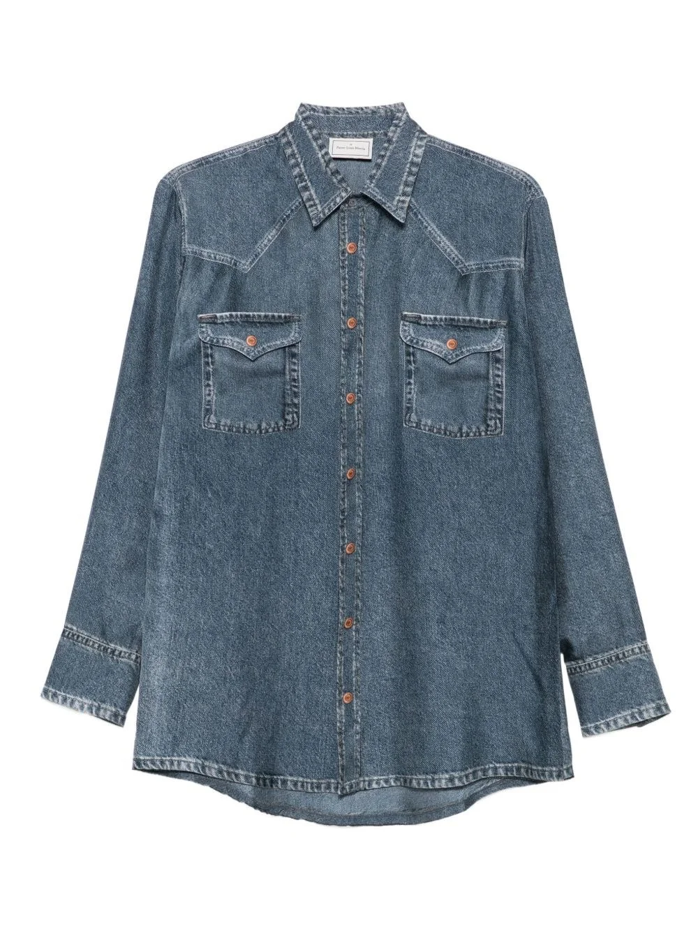 Denim print silk shirt - 1