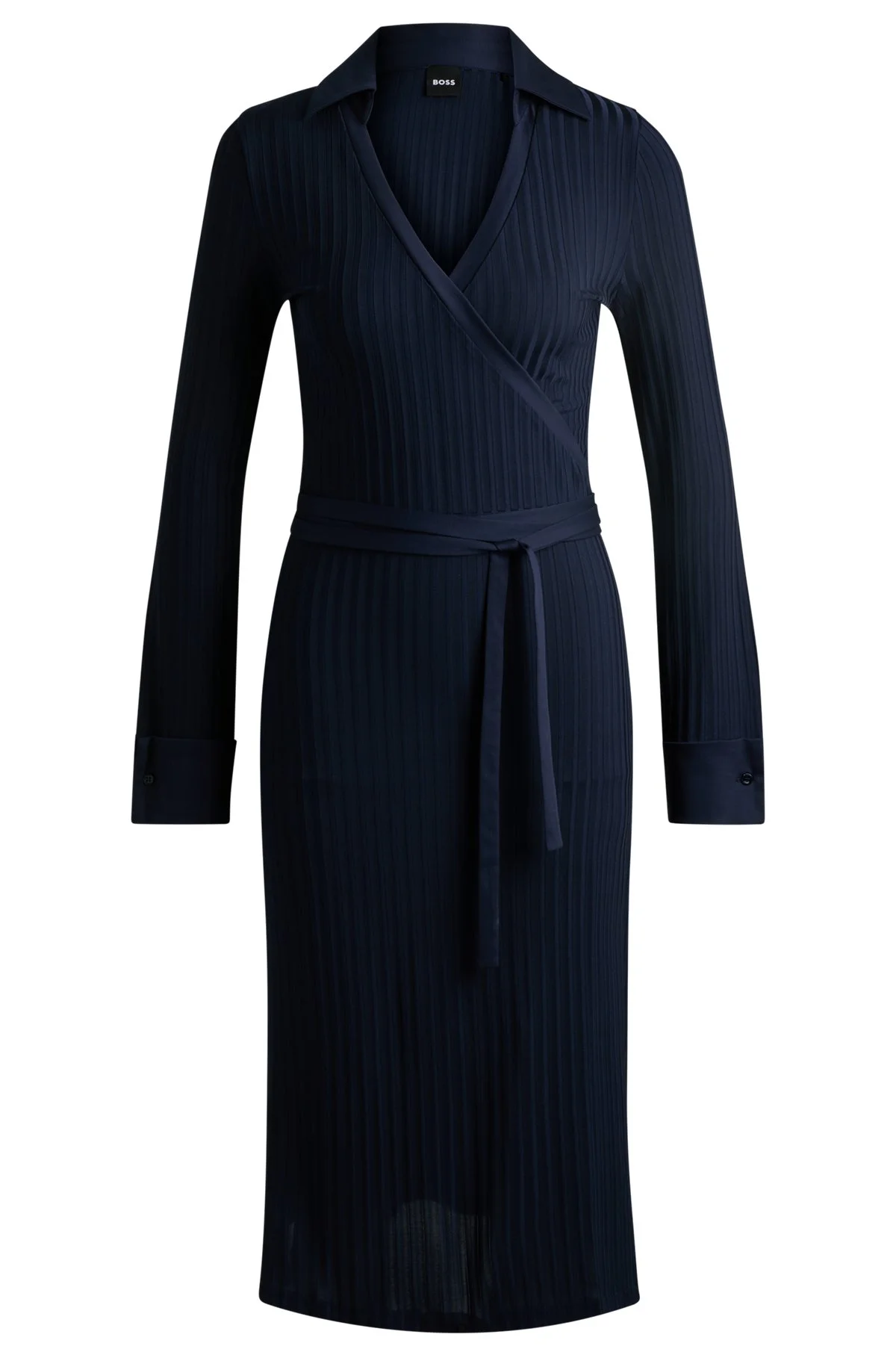 WRAP DRESS IN LUSTROUS RIBBED JERSEY - 1