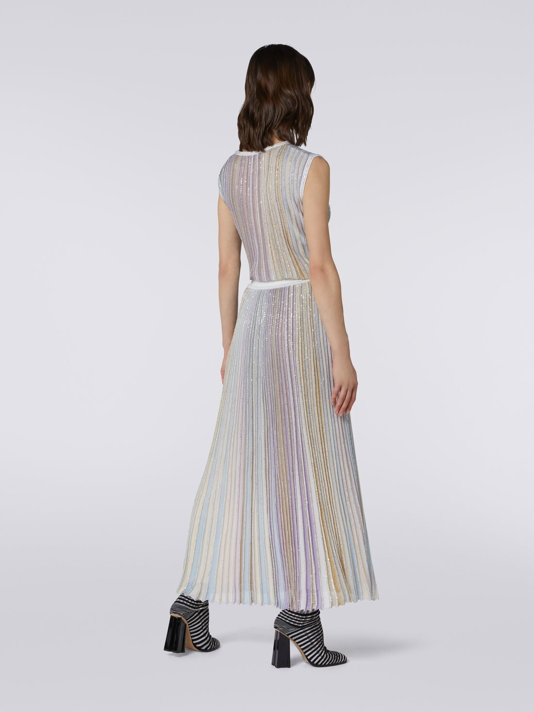 Long pleated viscose blend skirt with sequins - 4