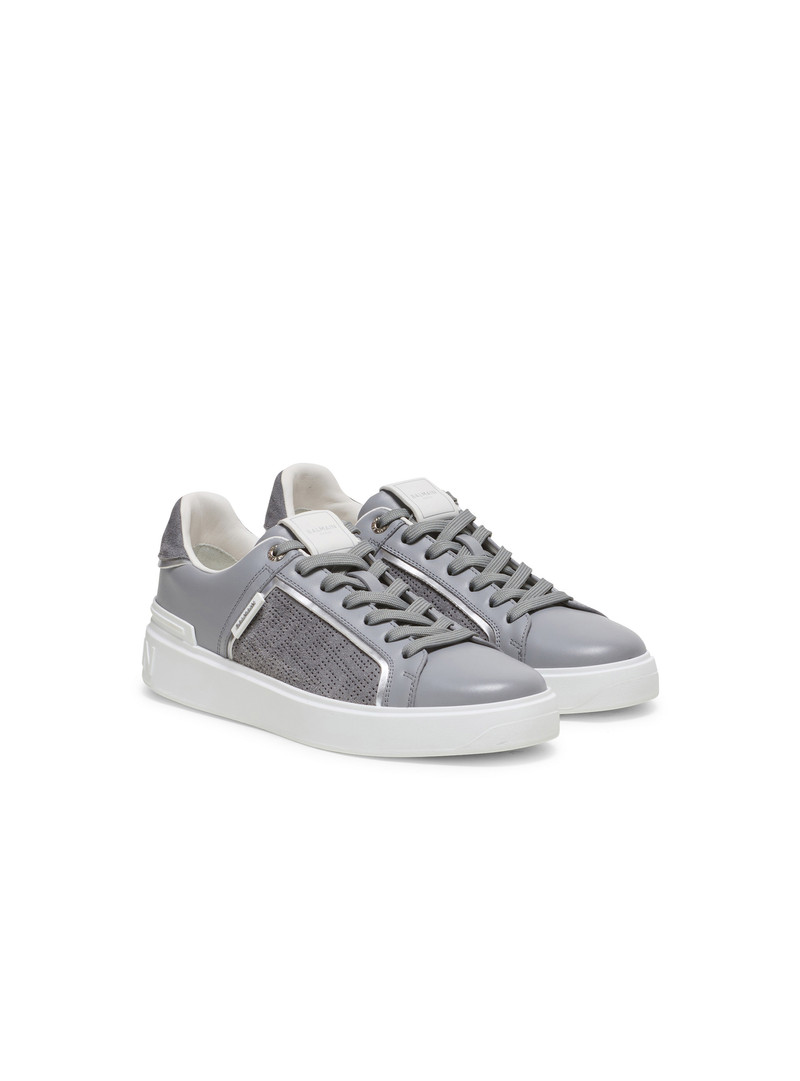 Balmain B-Court trainers in perforated monogrammed leather outlook