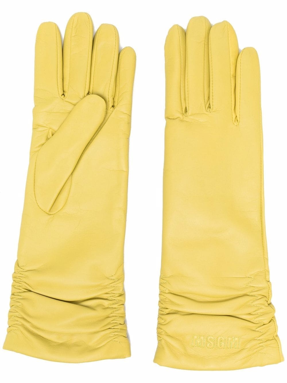 ruched leather gloves - 1