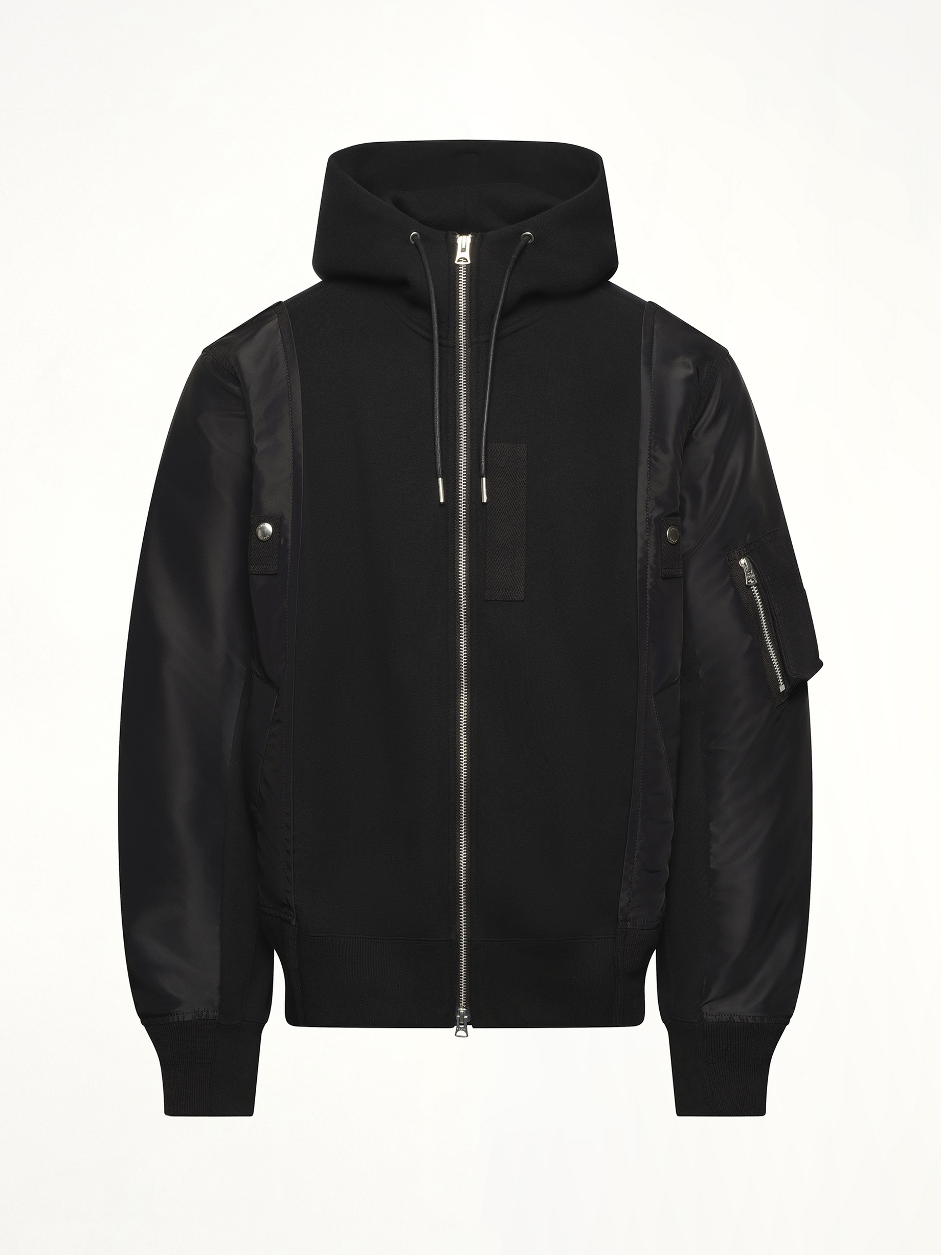 Sponge Sweat Nylon Twill Hoodie in Black/Black - 2