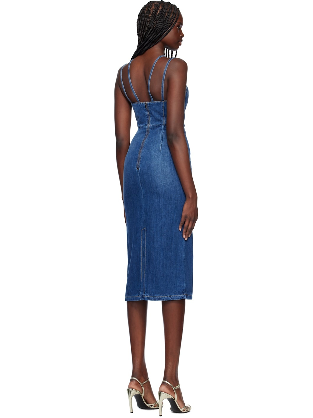 Blue Gaelle Corset Denim Midi Dress - 3