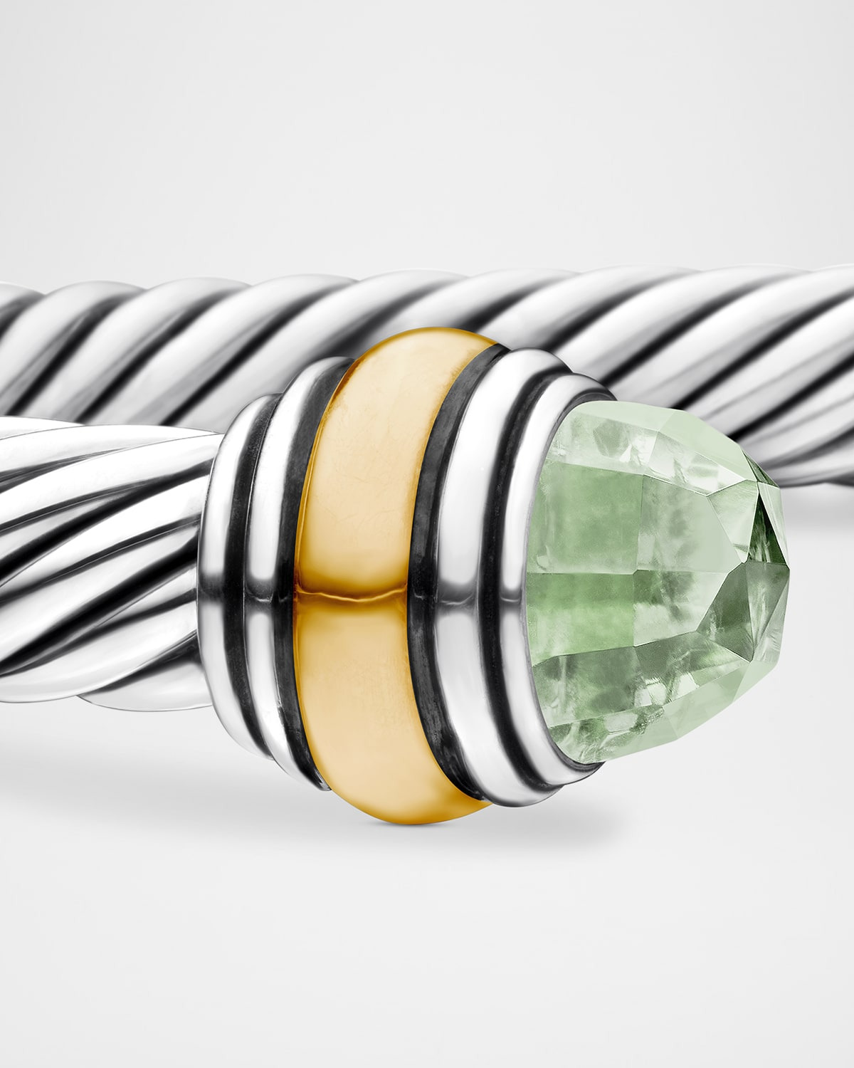 Cable Bracelet with Gemstone in Silver with 14K Gold, 5mm - 5