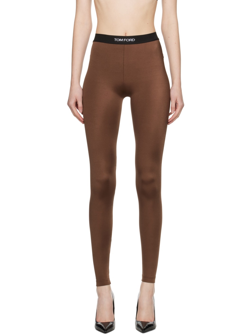 Brown Lustrous Leggings - 1