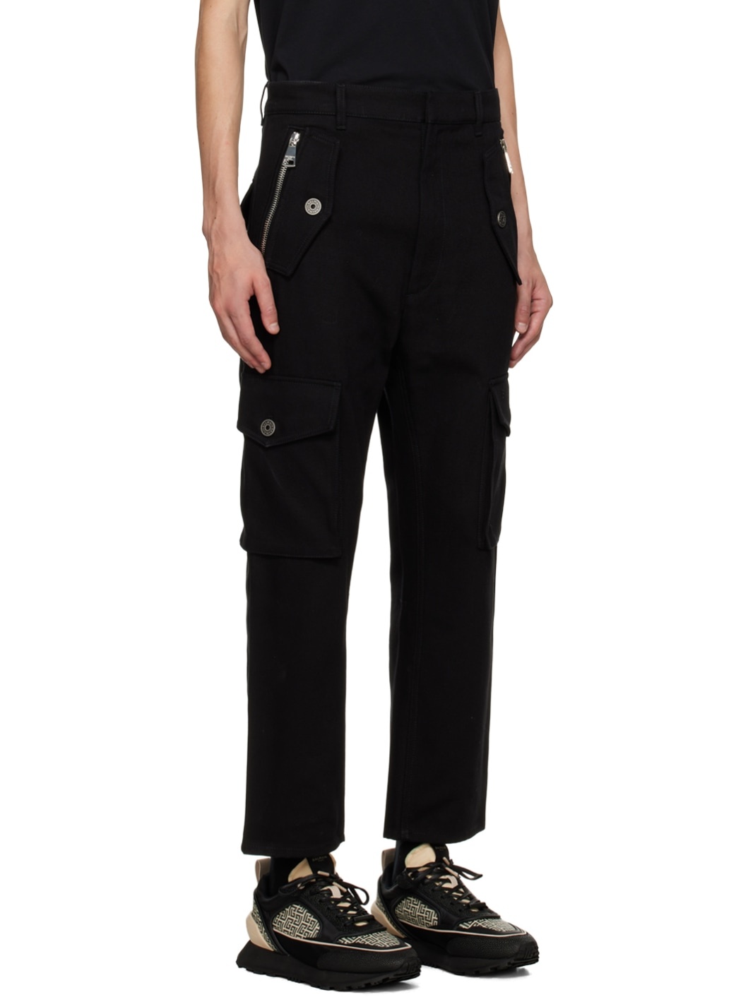 Black Zip Cargo Pants - 2
