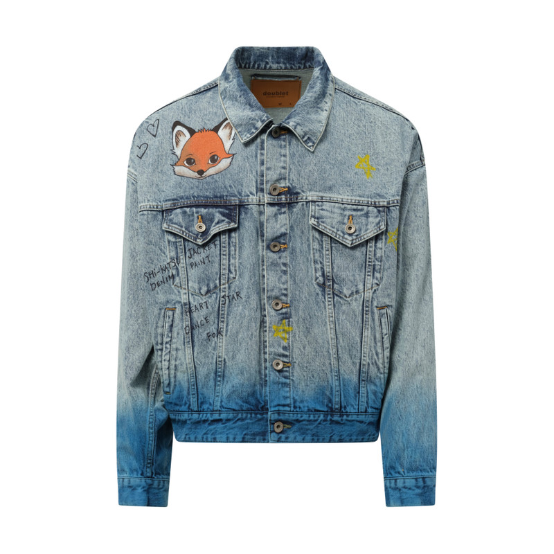 doublet Anime Hand-Painting Denim Jacket in Blue outlook