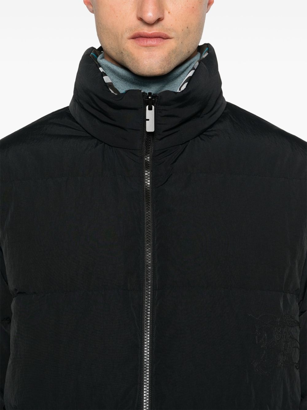 Vintage-check puffer jacket - 6