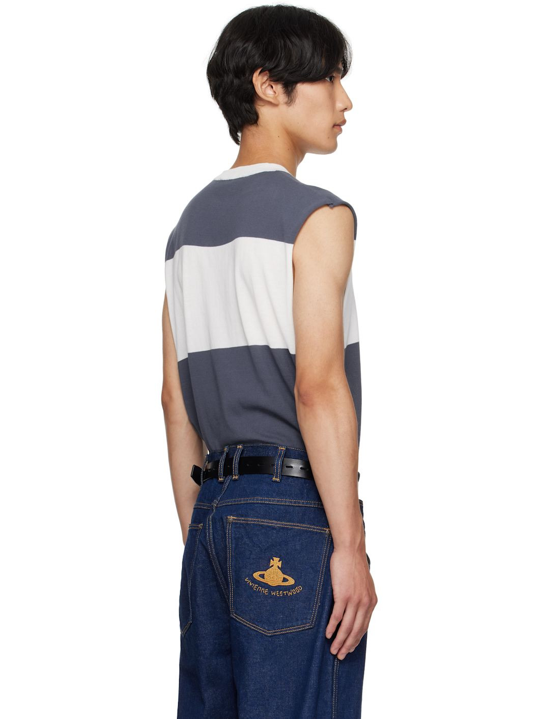 White & Blue Ollie Sweater Vest - 3