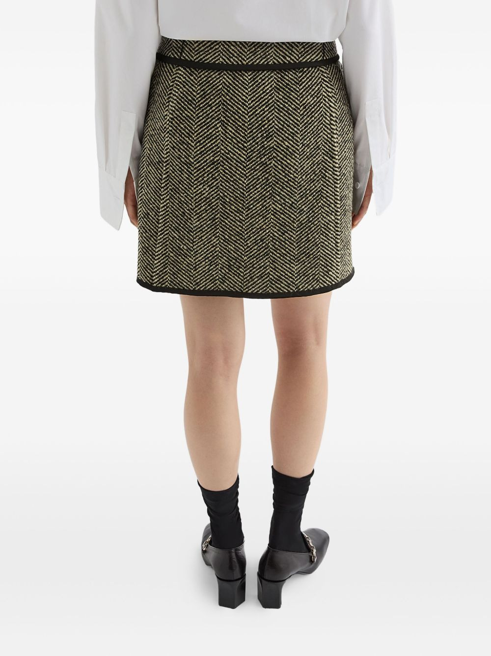 herringbone-patterned mini skirt - 4