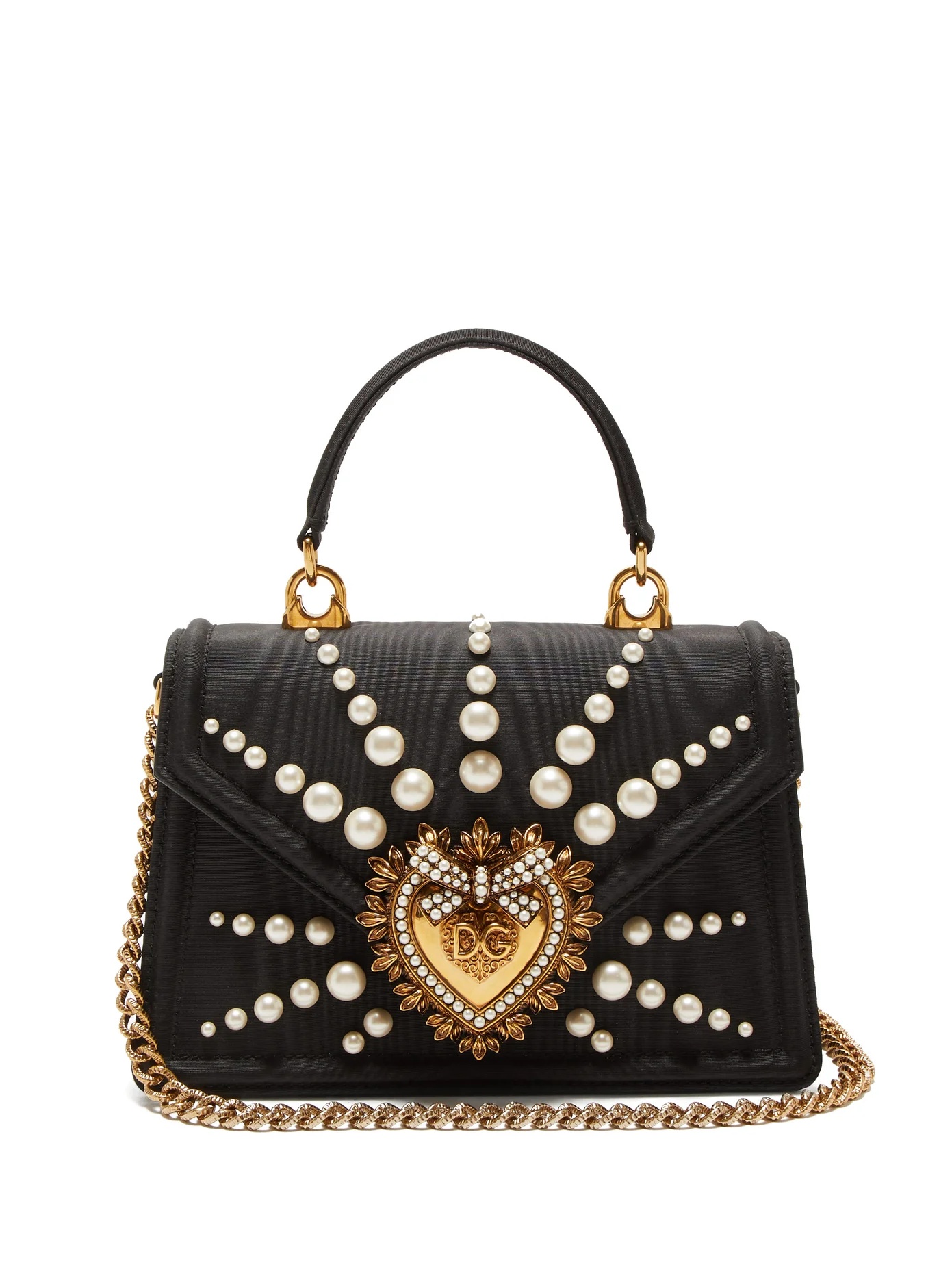 Devotion faux pearl-embellished moire bag - 1