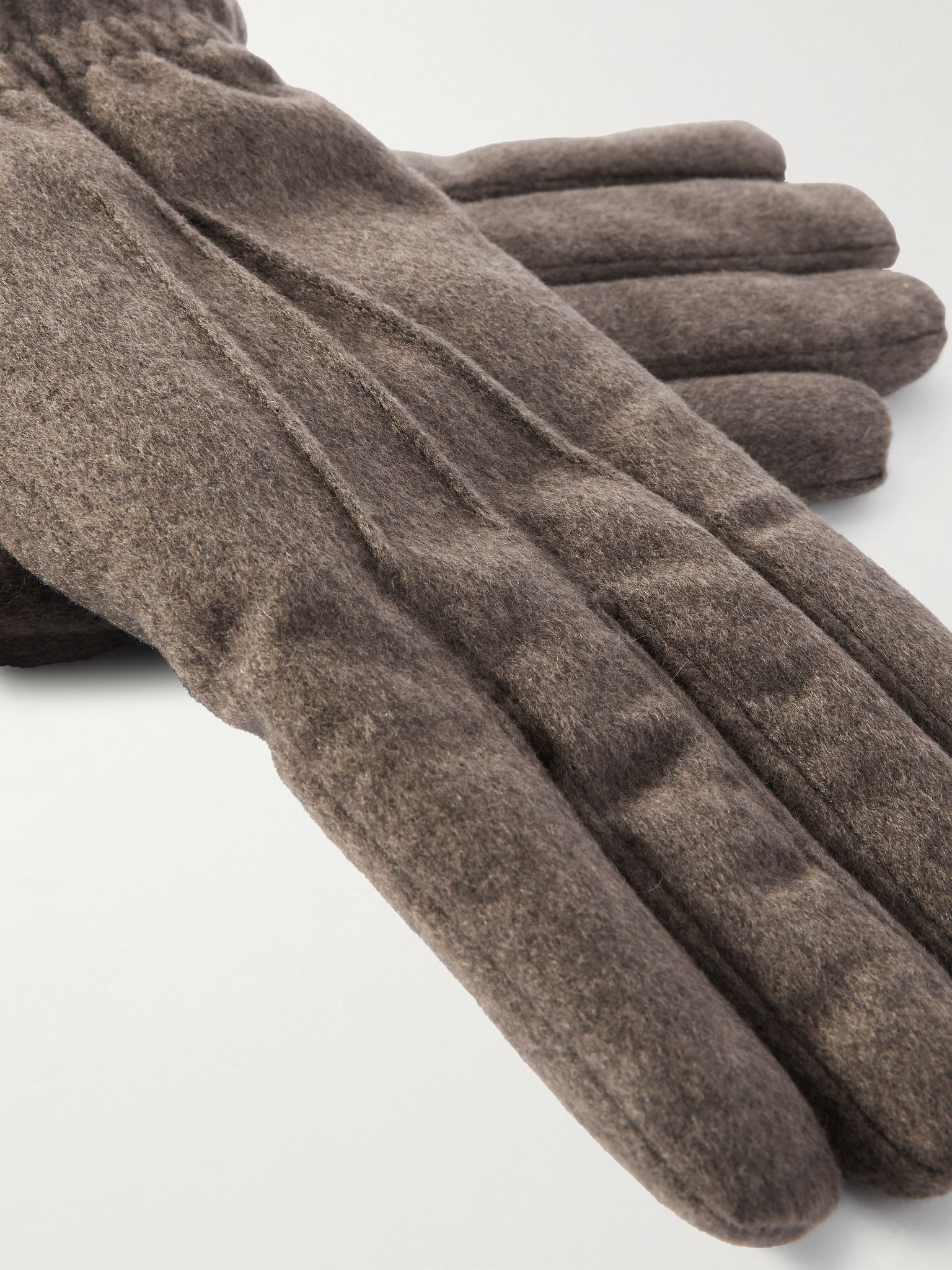 Suede-Trimmed Padded Storm System® Cashmere Gloves Brown - 2