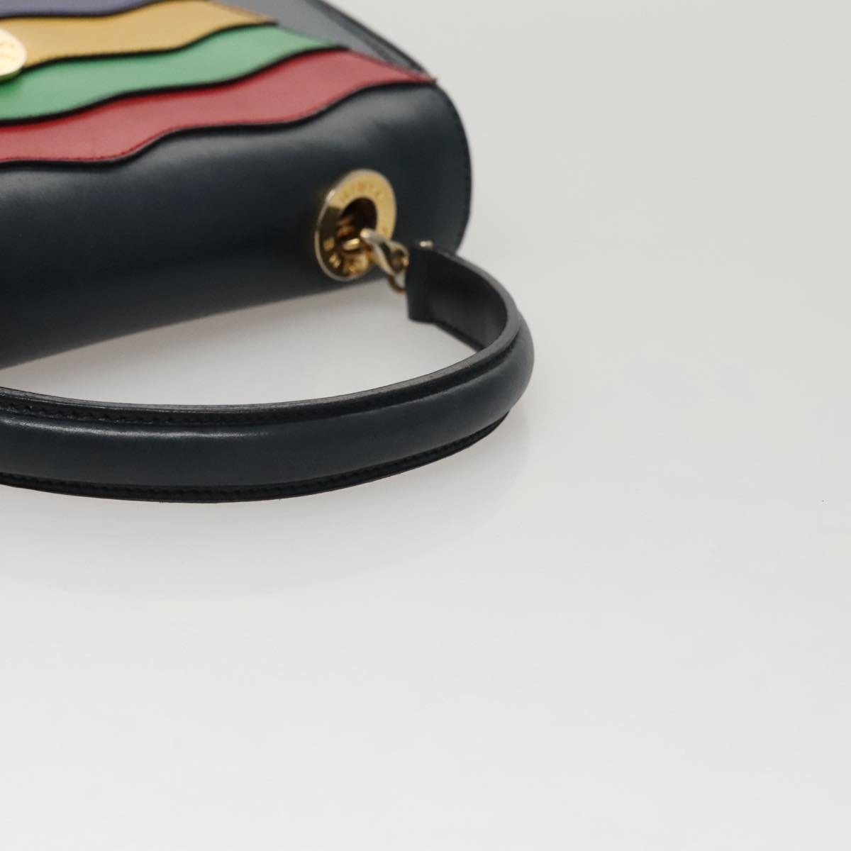 CELINE Hand Bag Leather Navy Red Yellow - 7