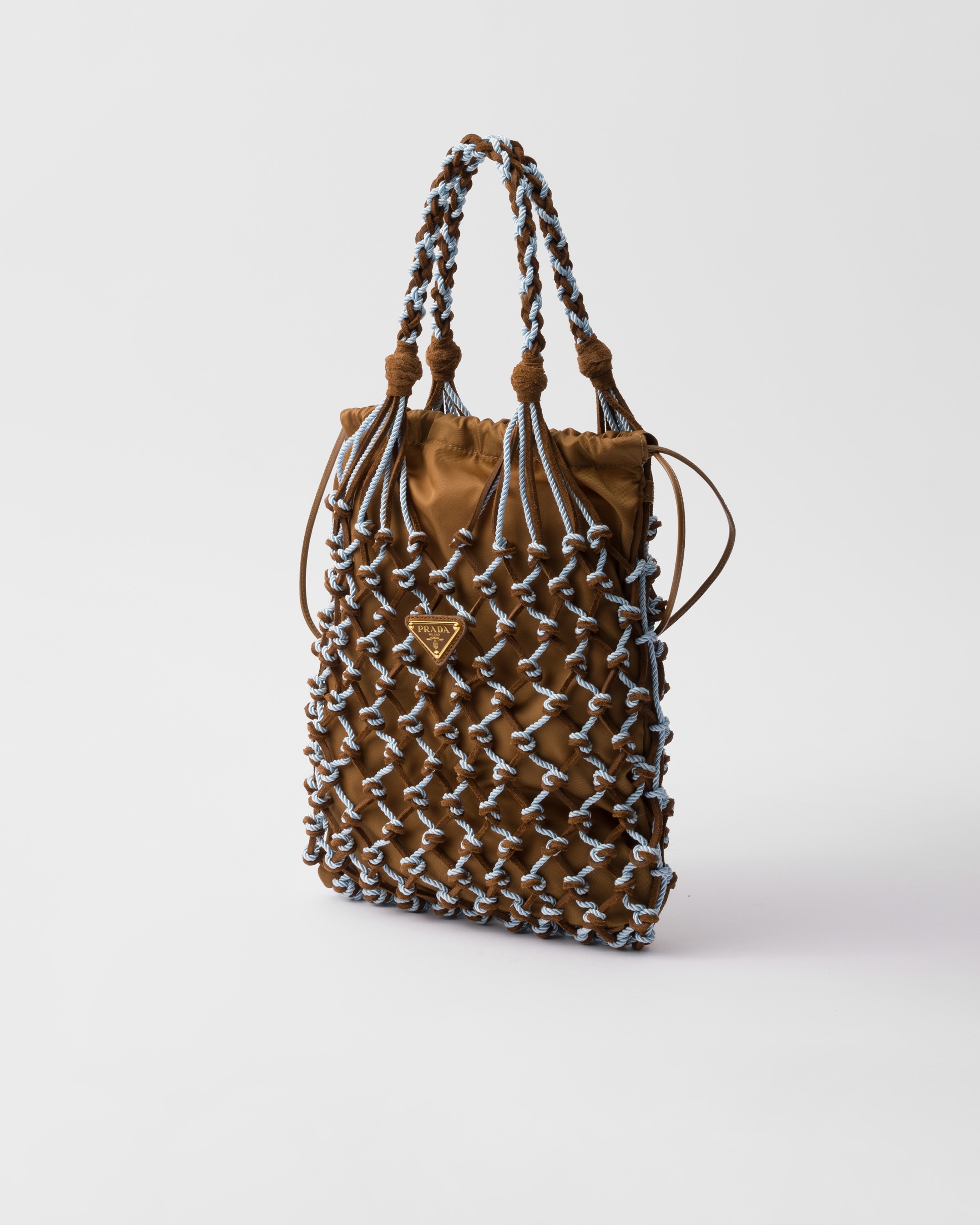 Prada Noué small macramé and suede bag - 2