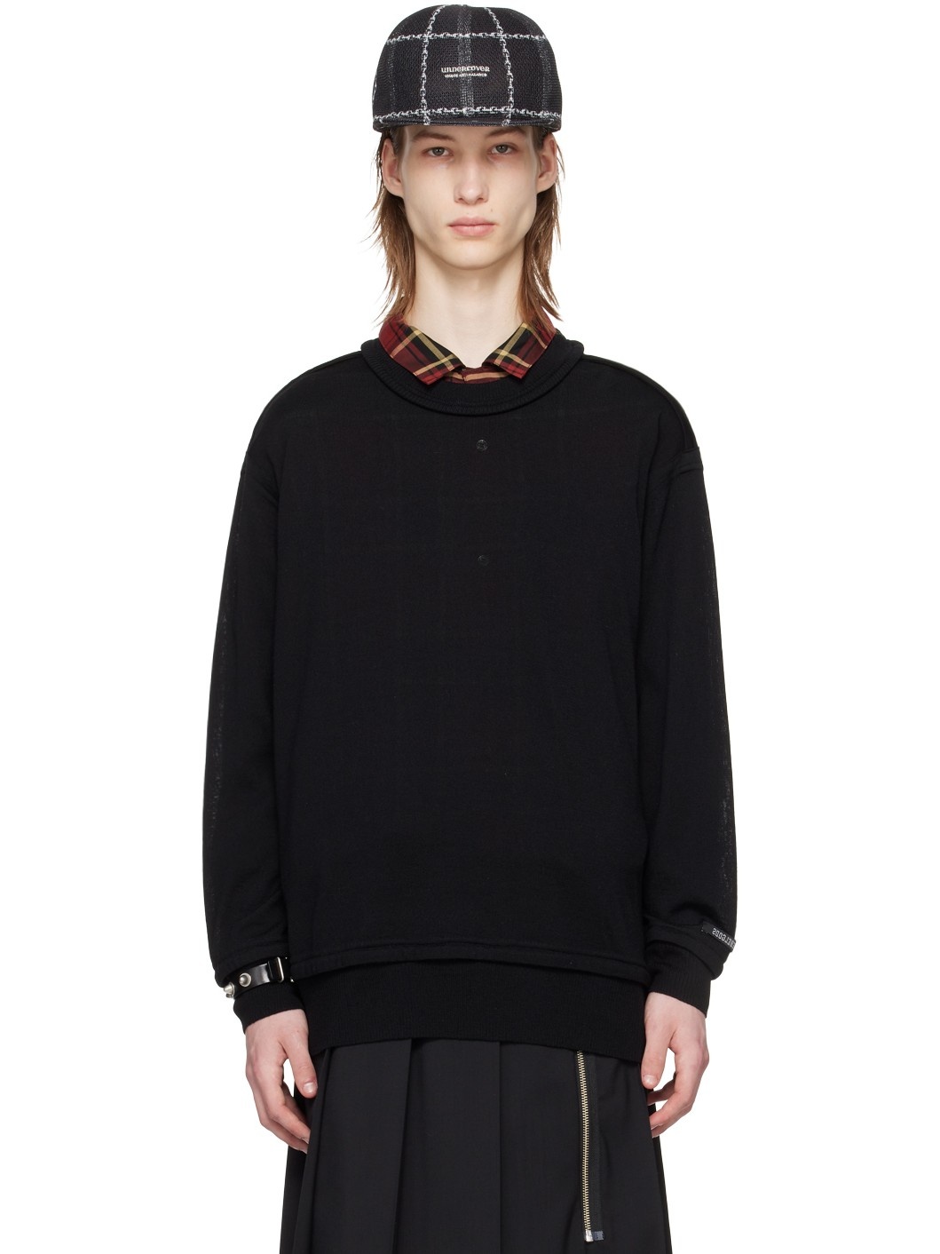 Black Exposed Seam Sweater - 1
