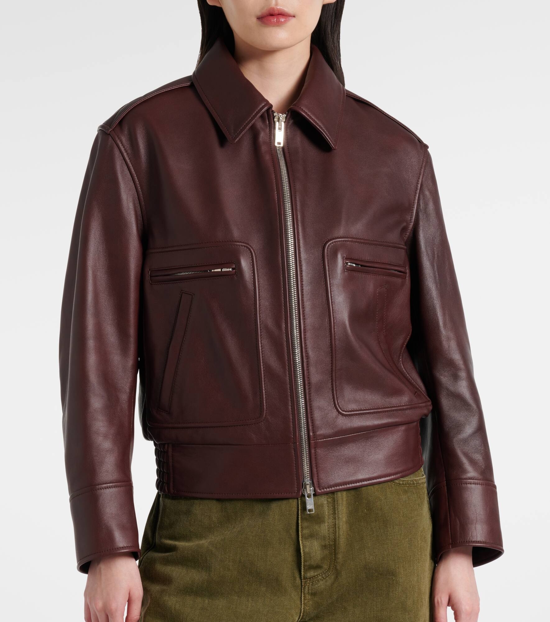 Shearling-trimmed leather blouson - 7