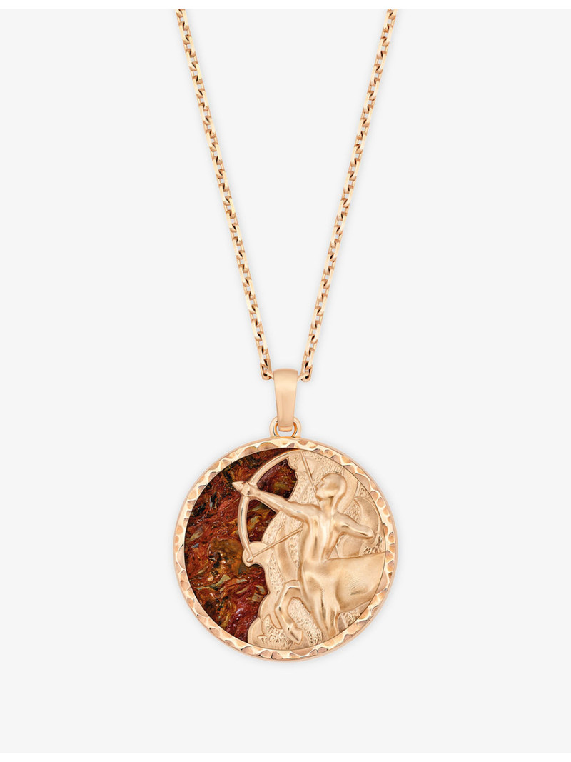 Zodiaque Sagittarius 18ct Rose-Gold And Red Pietersite Pendant Necklace 6