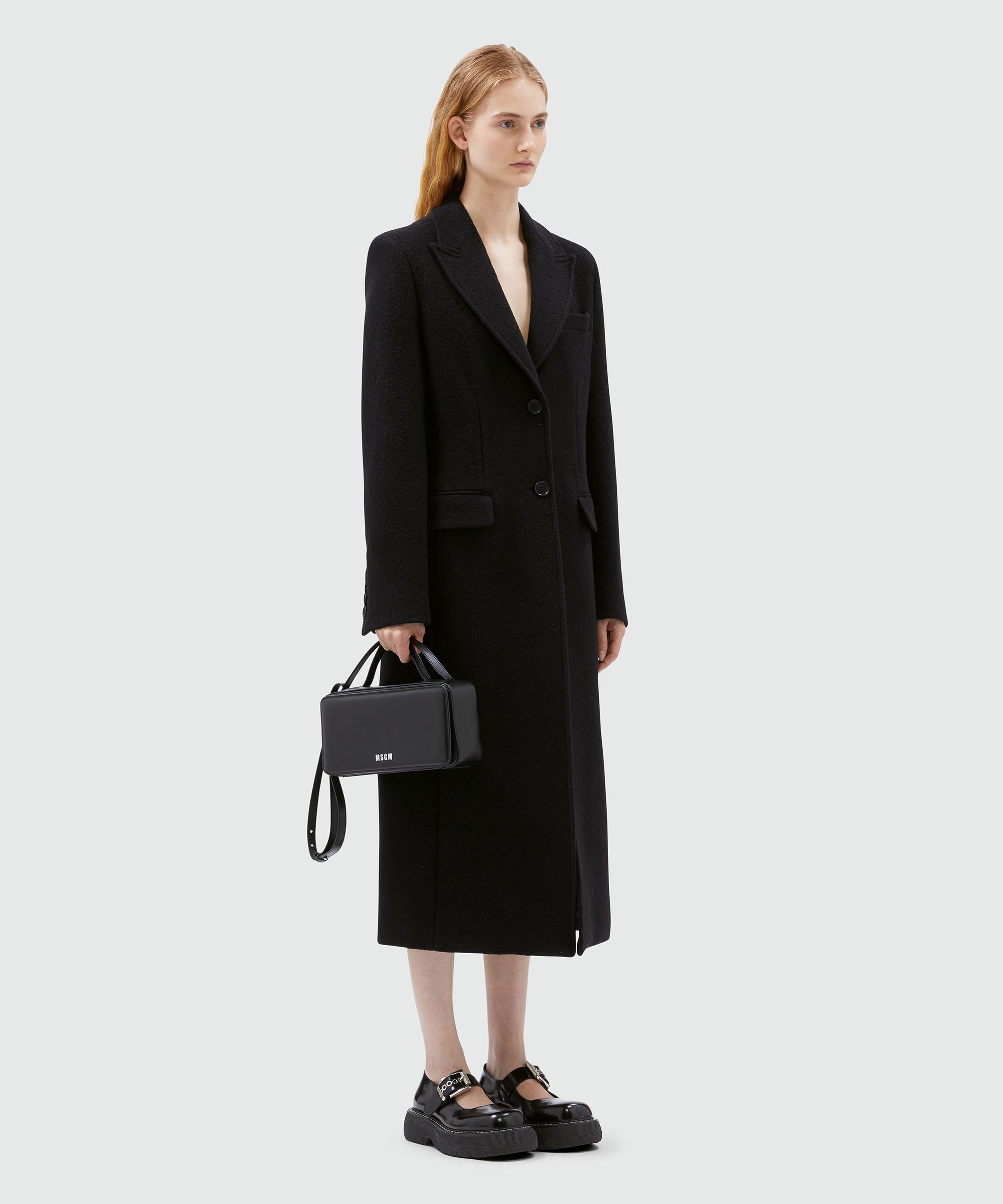 Black MSGM tailored single-breasted coat  in wool - 4