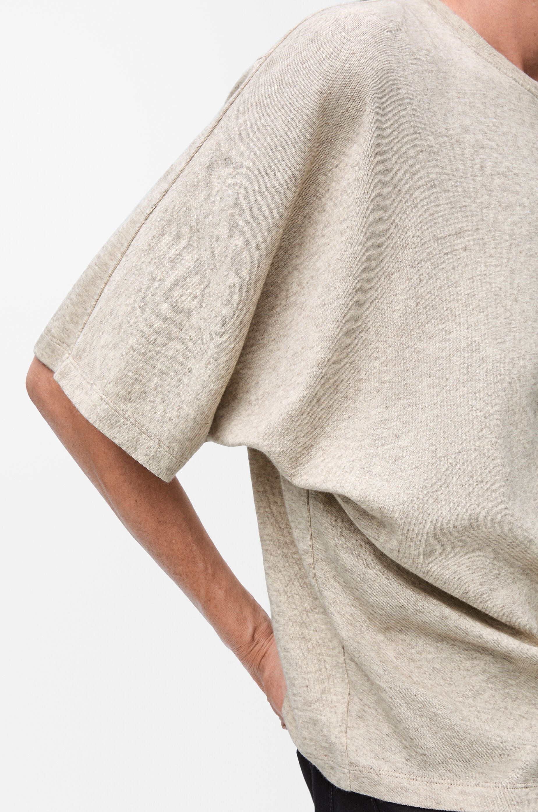 Draped T-shirt in cotton and wool - 5
